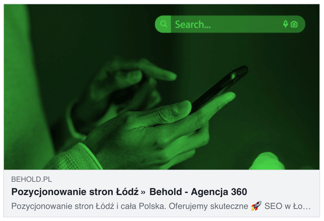 Behold - pozycjonowanie Łódź - przykład open graph